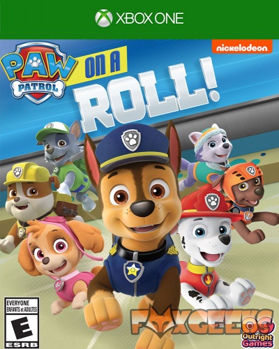 Capa do jogo Xbox One Paw Patrol On A Roll com cães animados em roupas coloridas