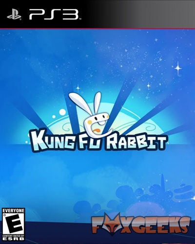 Capa do jogo Kung Fu Rabbit para PS3 com coelho branco e fundo azul
