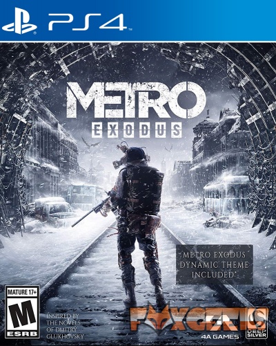 Capa do jogo PS4 Metro Exodus com personagem armado em ambiente nevado destruído