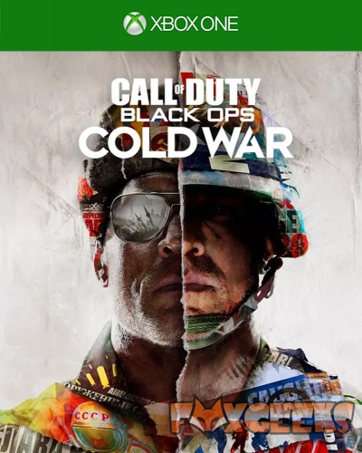 Capa do jogo Call of Duty Black Ops Cold War para Xbox One com dois rostos de soldados divididos ao meio
