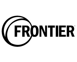 Logótipo preto da palavra FRONTIER com dois círculos incompletos à esquerda