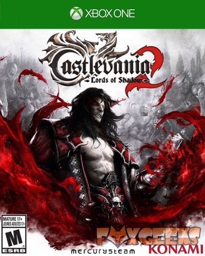 Capa do jogo Castlevania Lords of Shadow 2 para Xbox One com personagem e elementos vermelhos