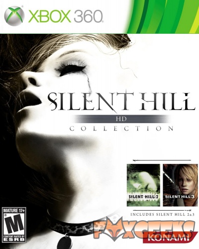 Capa do videojogo Silent Hill HD Collection para Xbox 360 com rosto feminino e logótipos