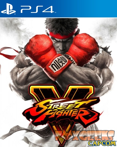 Capa do jogo Street Fighter V para PS4 com personagem de luvas vermelhas