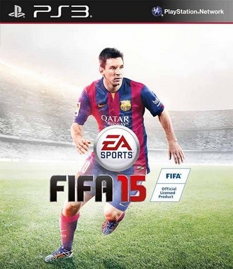 Capa do jogo FIFA 15 para PS3 com jogador FC Barcelona