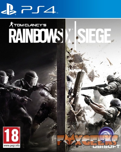 Capa do jogo PS4 Tom Clancy's Rainbow Six Siege com operacionais armados e texto destacado