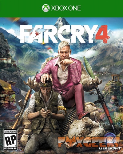 Capa do jogo Far Cry 4 para Xbox One com duas personagens e paisagem de montanha