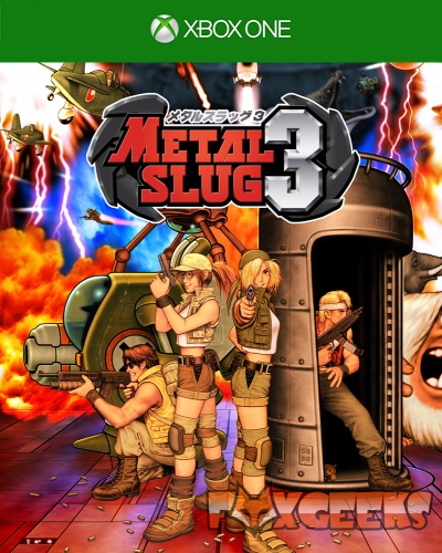 Capa do jogo Metal Slug 3 para Xbox One com personagens armados e explosões ao fundo