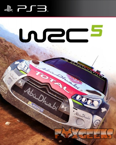 Capa do jogo WRC 5 para PS3 com carro de rali Citroën em terreno de terra batida