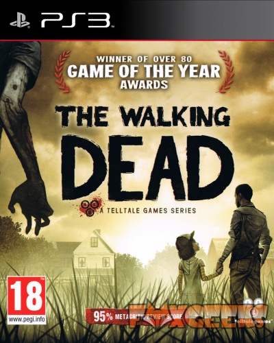Capa do jogo PS3 The Walking Dead com imagens e textos promocionais