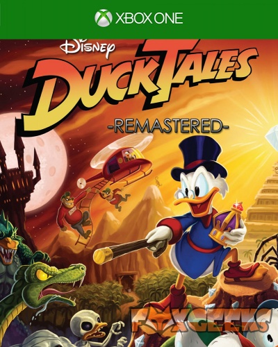 Capa do jogo Disney DuckTales Remastered para Xbox One com personagens animados e fundo laranja.