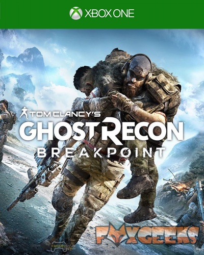 Capa do jogo Tom Clancy's Ghost Recon Breakpoint para Xbox One com dois soldados em ambiente montanhoso