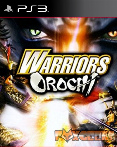 Capa do jogo PS3 Warriors Orochi com personagens guerreiro e olhos brilhantes no fundo