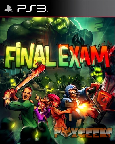 Capa do jogo FINAL EXAM para PS3 com personagens animados e monstro verde