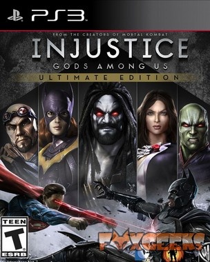 Capa jogo PS3 Injustice Ultimate Edition com personagens de videojogo