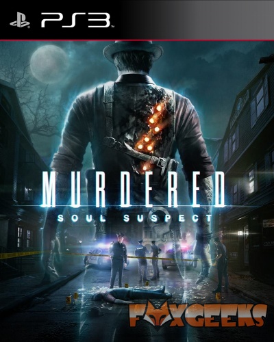 Capa do jogo PS3 MURDERED SOUL SUSPECT com homem de costas e cena policial