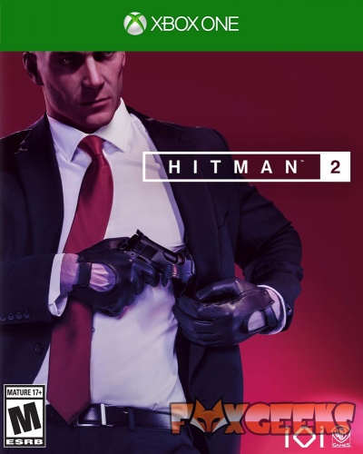 Capa do jogo Hitman 2 para Xbox One com homem de fato e arma na cintura.