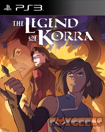 Capa do jogo PS3 The Legend of Korra com personagens animados e texto branco