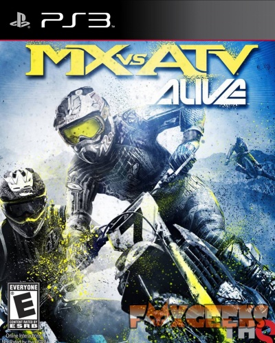 Capa do jogo PS3 MX vs ATV Alive com pilotos de motocross em ação