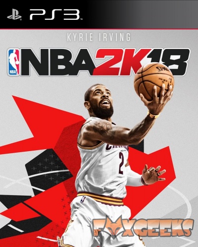 Capa do jogo NBA 2K18 para PlayStation 3 com Kyrie Irving jogando basquetebol