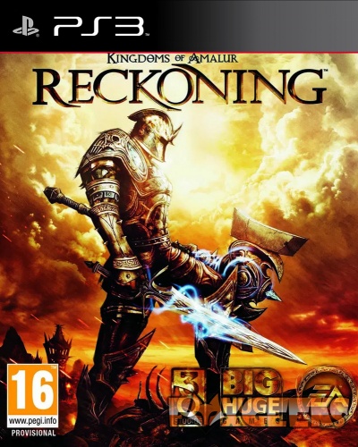 Capa do jogo Kingdoms of Amalur Reckoning para PS3 com guerreiro de armadura e espada brilhante