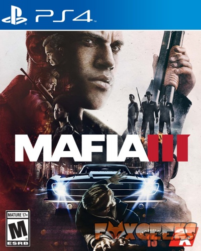 Capa do jogo Mafia III para PS4 com personagens, carro e texto