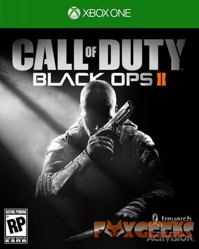 Capa do jogo Call of Duty Black Ops II para Xbox One com figura masculina em sombras segurando armas