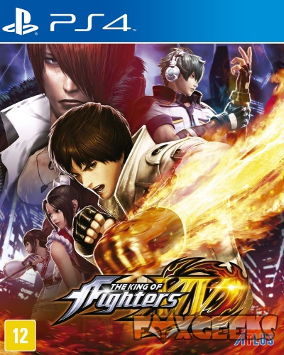 Capa do jogo PS4 The King of Fighters XIV com personagens e fogo