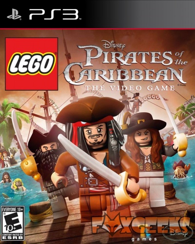 Capa do jogo LEGO Disney Pirates of the Caribbean para PS3 com personagens LEGO piratas