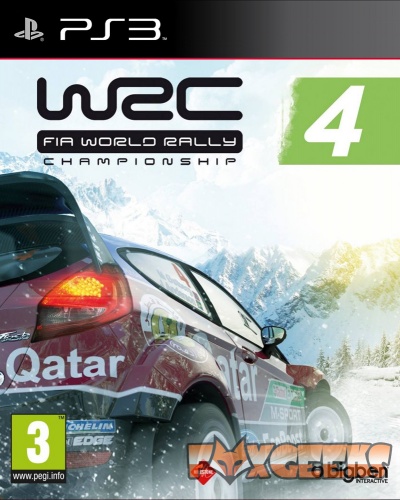 Capa do jogo WRC FIA World Rally Championship 4 para PS3 com carro de rali vermelho na neve