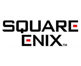 Logotipo SQUARE ENIX preto com detalhes em vermelho sobre fundo branco