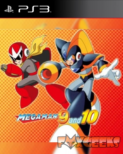 Capa de jogo PS3 Megaman 9 and 10 com personagens animados