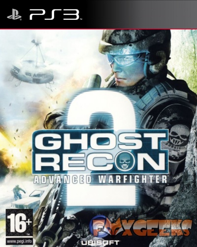 Capa do jogo Ghost Recon 2 Advanced Warfighter para PS3 com soldado e helicopter