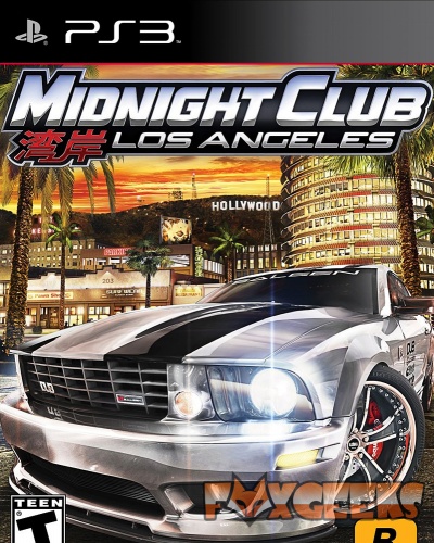 Capa do jogo Midnight Club Los Angeles para PS3 com carro desportivo