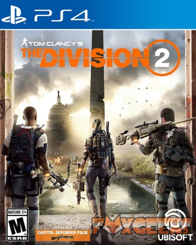 Capa do videojogo PS4 The Division 2 com personagens armadas e Capitólio de fundo