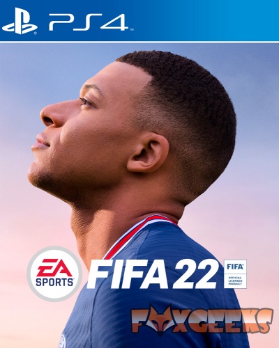 Capa do jogo FIFA 22 para PS4 com jogador em perfil e fundo de céu ao pôr do sol