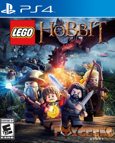 Capa do jogo PS4 LEGO The Hobbit com personagens LEGO e dragão