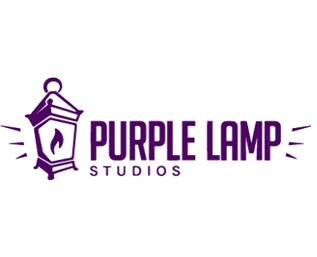 Logótipo roxo de Purple Lamp Studios com lanterna estilizada