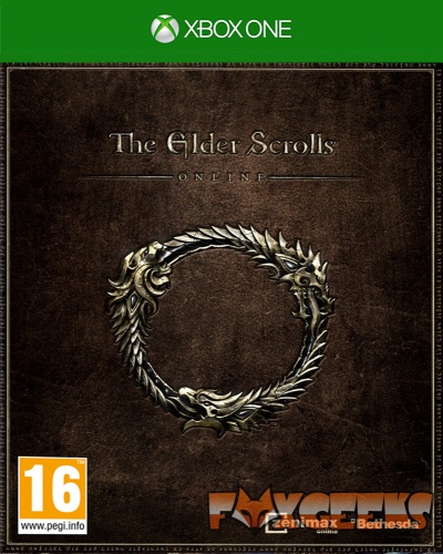 Capa do jogo The Elder Scrolls Online para Xbox One com símbolo circular dourado num fundo castanho