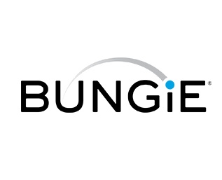 Logótipo da Bungie com arco cinzento e ponto azul.
