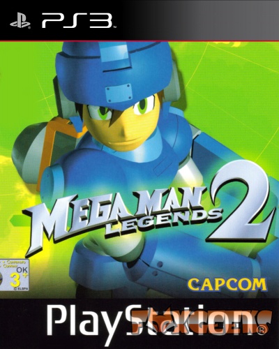 Capa do jogo Mega Man Legends 2 para PlayStation 3 com personagem robótico azul e fundo verde