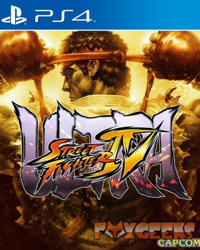 Capa do jogo PS4 Ultra Street Fighter IV com personagem de costas e logótipos