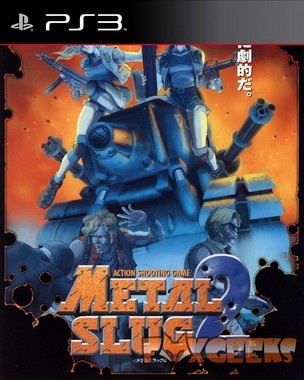Capa do videojogo METAL SLUG 3 GEEKS para PS3 com personagens militares e tanque azul sobre fundo de fogo