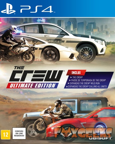 Capa PS4 The Crew Ultimate Edition com carros de polícia e veículos desportivos