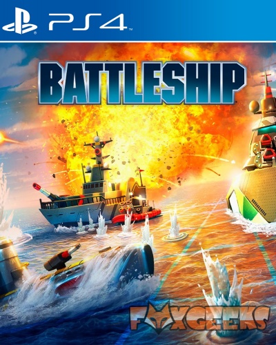 Capa do jogo PS4 Battleship com navios em batalha e explosão