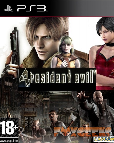 Capa do jogo Resident Evil para PS3 com personagens e selo PEGI 18+
