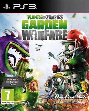 Capa do jogo Plants vs Zombies Garden Warfare para PS3 com personagens do jogo e logos