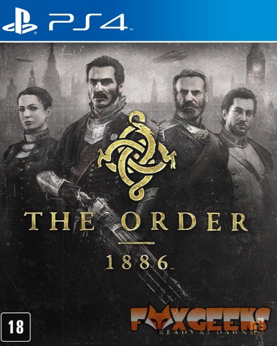 Capa do jogo THE ORDER 1886 para PS4 com quatro personagens em tons cinzentos e dourados