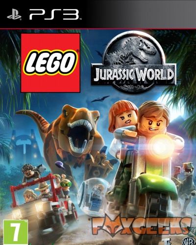 Capa do jogo LEGO Jurassic World para PS3 com personagens LEGO e dinossauros