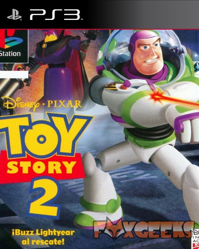 Capa do jogo PS3 Toy Story 2 com personagem Buzz Lightyear e vários textos